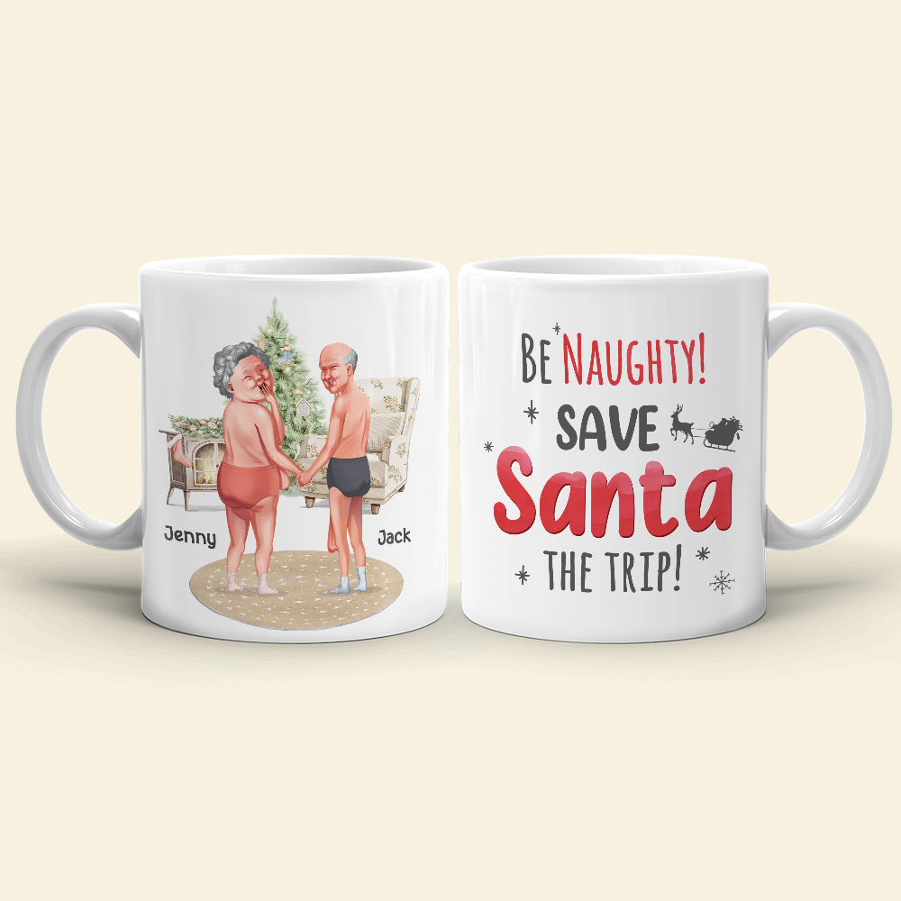 Playful Naughty Christmas Couple Personalized Coffee Mug