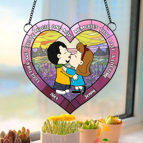 Personalized Kissing Couple Suncatcher Ornament - Unique Gift for Couples Suncatcher PopCulturePrints