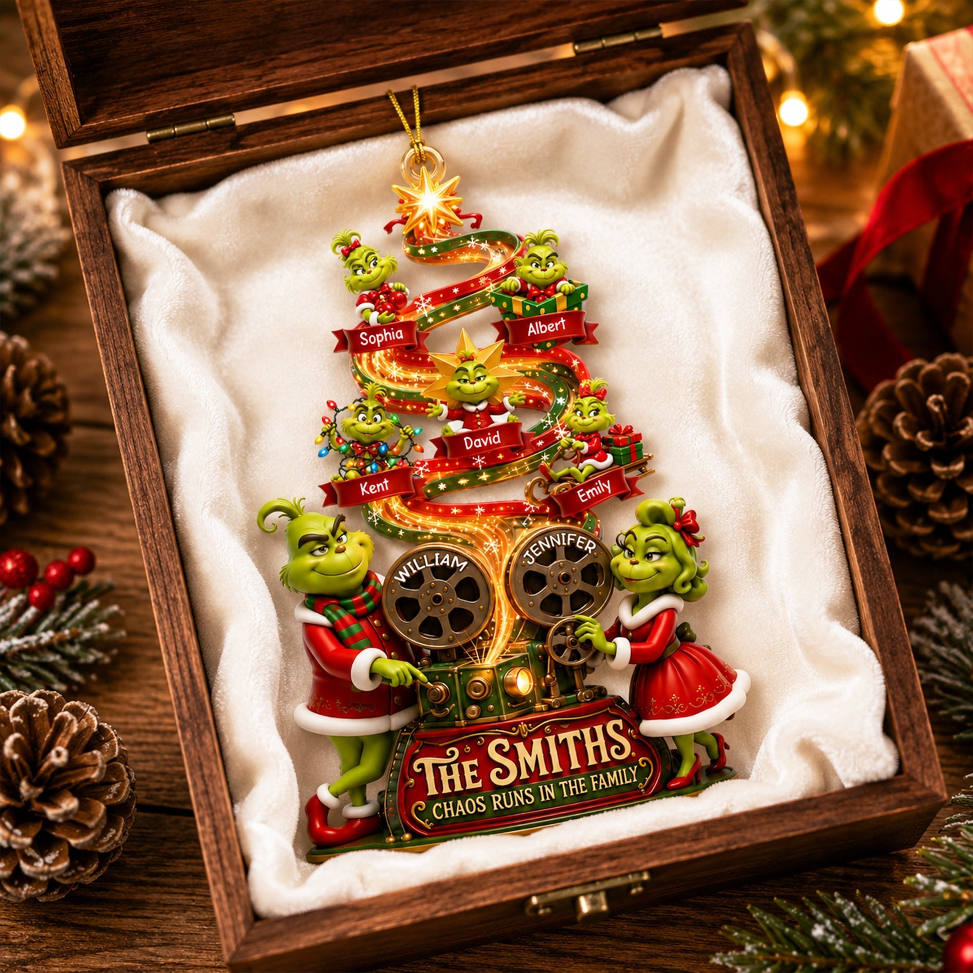 Mischievous Santa Family Ornament - Personalized Christmas Gifts 06HAQN210826 Ornament PopCulturePrints