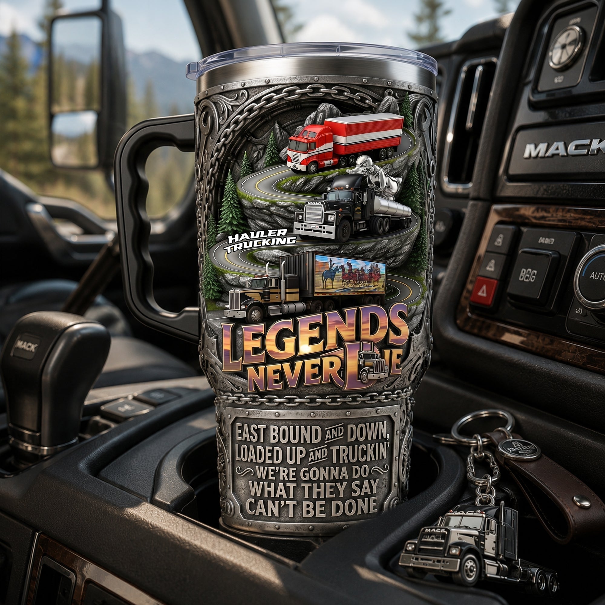 Legends Never Die - Classic Truck 40oz Tumbler With Handle | Personalized Gifts For Truckers Tumbler Cup PopCulturePrints