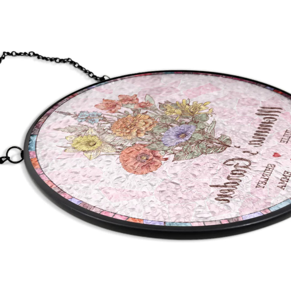 “Celebrate Grandma's Love” - Personalized Stained Glass Window Hanging Suncatcher - Gift for Mom, Grandma, and Loved Ones Suncatcher Ornament PopCulturePrints