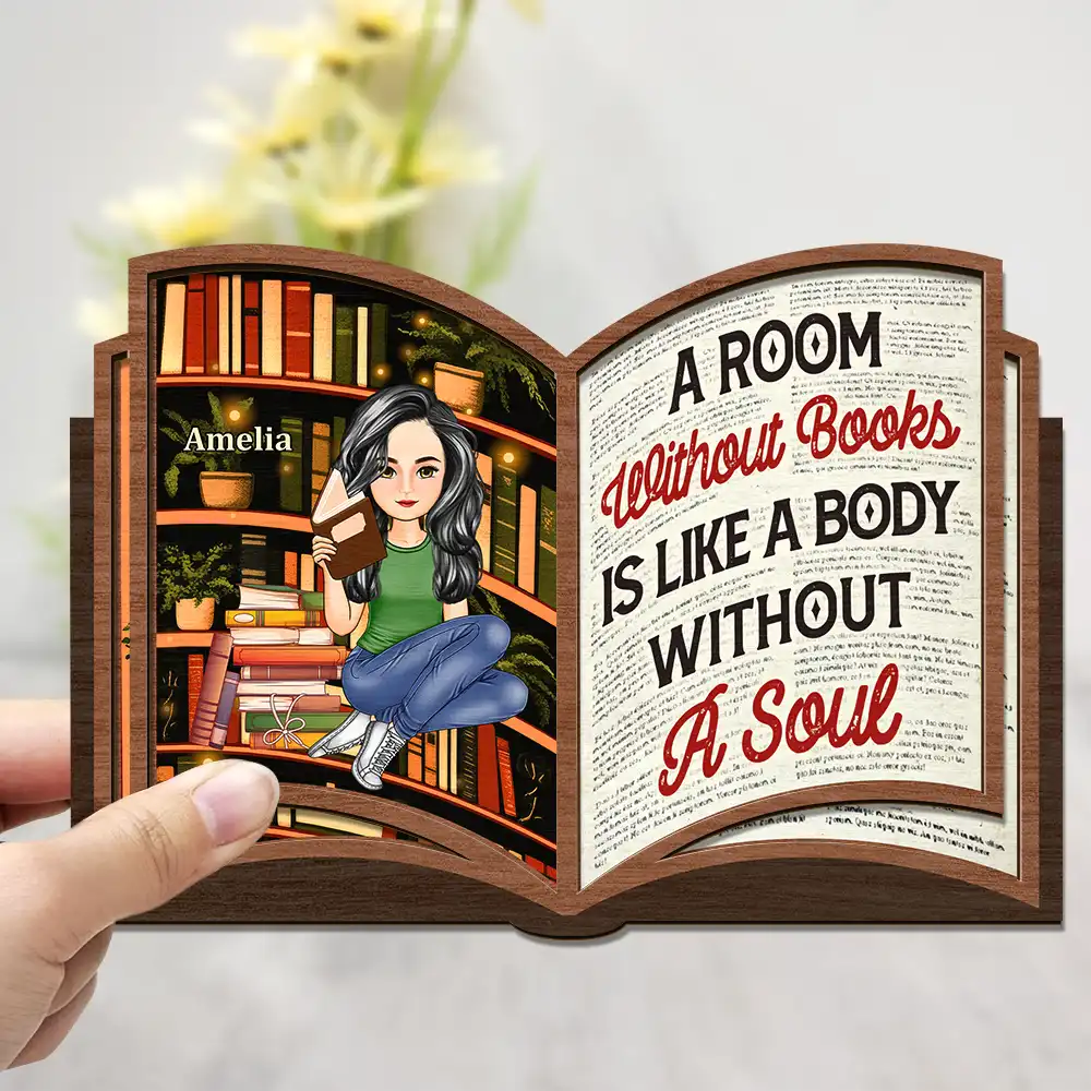 Reading Between The Pages Of A Book Is My Favorite Place To Be - Personalized 2-Layered Wooden Plaque Wooden Plaque PopCulturePrints
