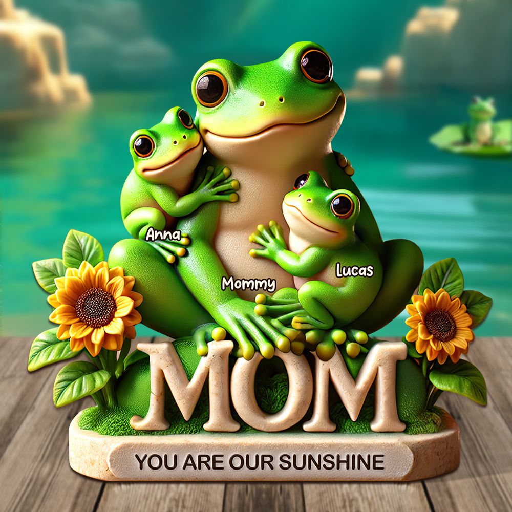 You Are Our Sunshine - Frog Mom Plaque - Personalized Gift For Mom Shaped Plaques PopCulturePrints