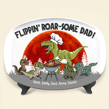 Load image into Gallery viewer, Personalized Dinosaur BBQ Dad Resin Plate Resin Plate PopCulturePrints
