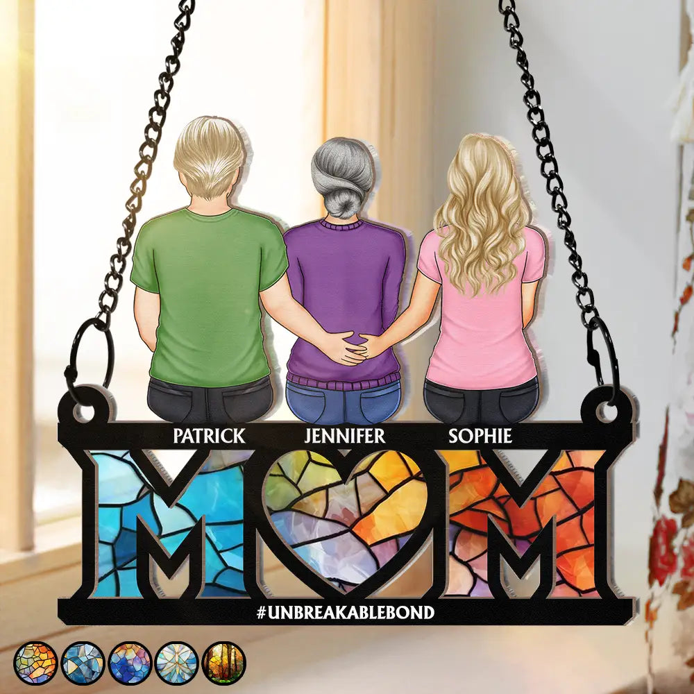 "The Unbreakable Bond: A Personalized Gift for Moms and Grandmas" - Custom Window Hanging Suncatcher Ornament Suncatcher Ornament PopCulturePrints