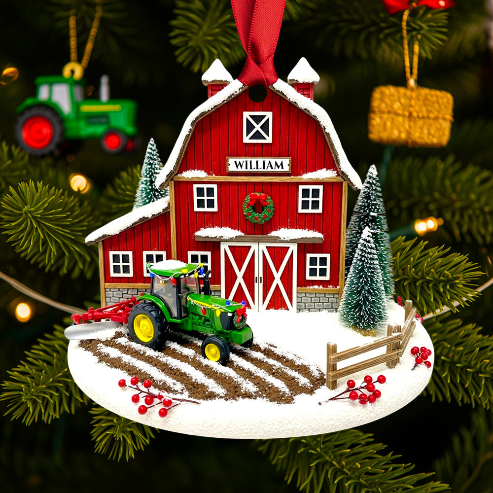 “For the Love of Tractors!” - Personalized Tractor House Ornament - Unique Gift for Tractor Enthusiasts Ornament PopCulturePrints