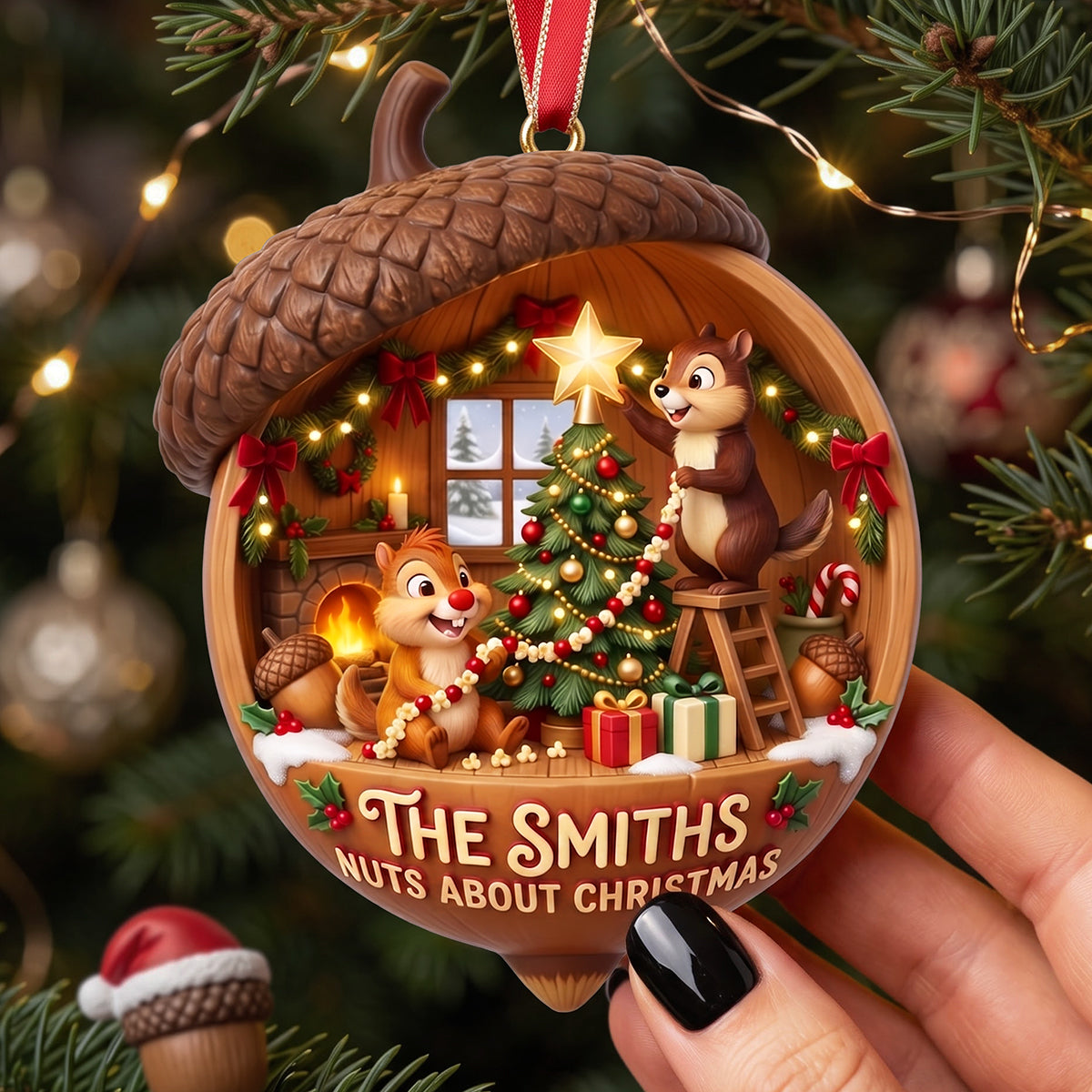 Nuts About Christmas - Personalized Chipmunks Couple Ornament