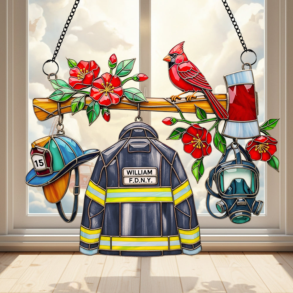 “Celebrate Bravery with Our Firefighter Heaven Suncatcher” - Personalized Gift for Firefighters, Customizable Ornament Ornament PopCulturePrints