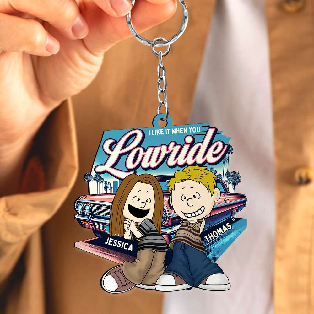 Personalized Lowrider Car Keychain for Couples - Unique Love Gift Keychains PopCulturePrints