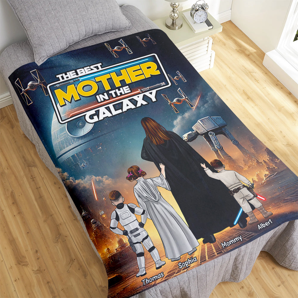 “The Best Father in the Galaxy” Personalized Dad Galaxy Blanket - Unique Gift for Dad, Grandpa, and Father Figures Blanket PopCulturePrints