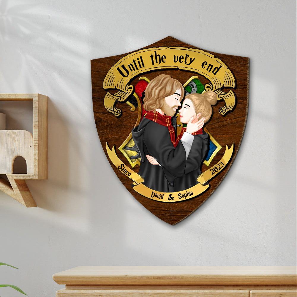 Harry Potter Themed Customized Wooden Shield - 'Until the Very End' Couples Design