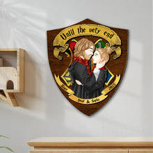 Load image into Gallery viewer, Harry Potter Themed Customized Wooden Shield - &#39;Until the Very End&#39; Couples Design
