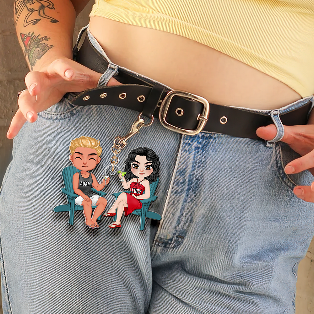 Personalized Couple Keychain - Unique Valentine's Day Gifts for Drink Lovers Keychains PopCulturePrints