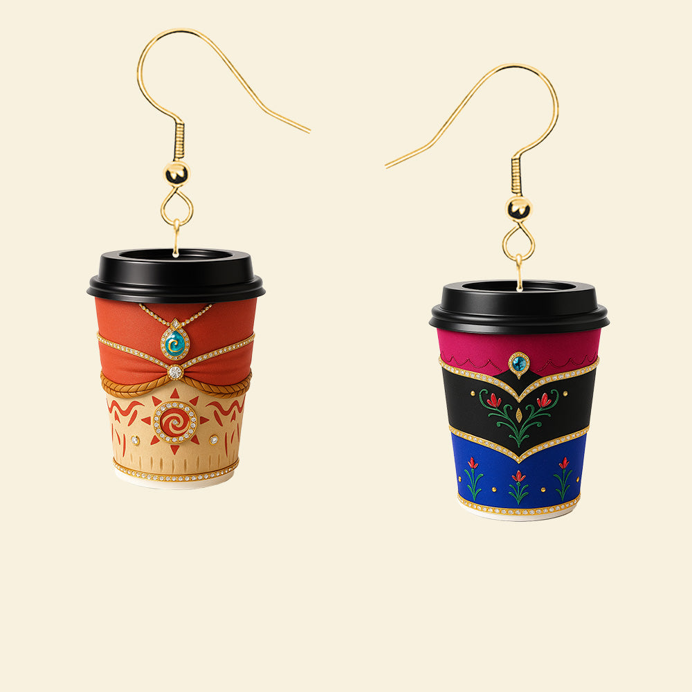Coffee Princess Earrings - Personalized Gifts for a Magical Touch Earrings PopCulturePrints