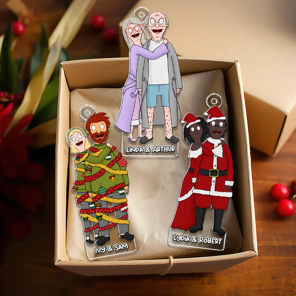 Custom Cartoon Family Acrylic Christmas Ornament Ornament PopCulturePrints