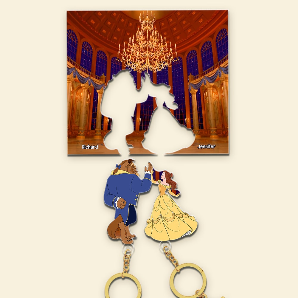 Enchanted Ballroom Couple Key Holder with Personalized Names Key Holder PopCulturePrints