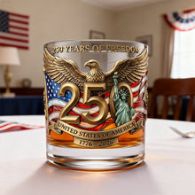 Load image into Gallery viewer, Celebrate 250 Years of Freedom - Customizable 11oz Round Glass Gift for Patriotic Spirits Glass PopCulturePrints
