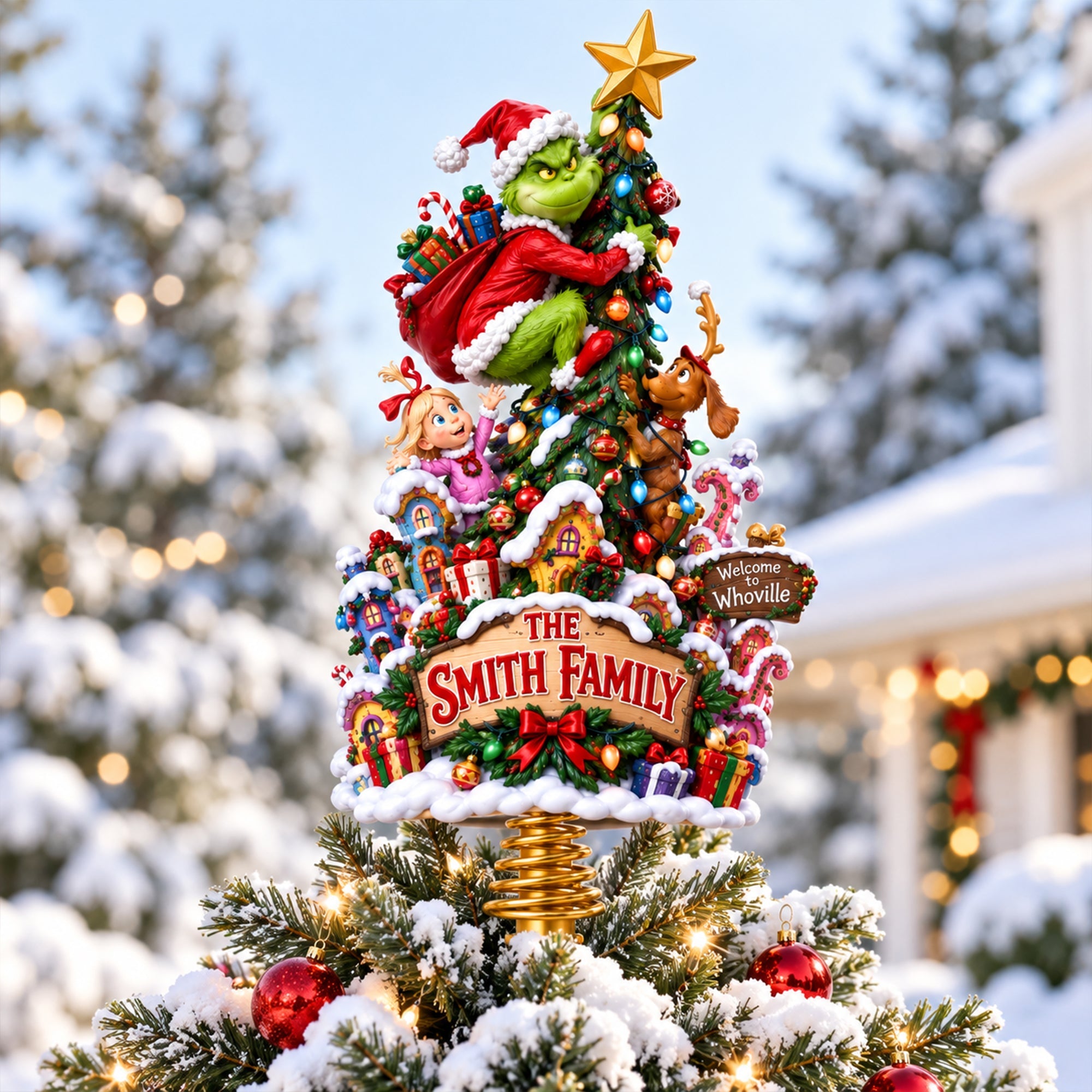 “Bring Whoville to Your Home!” – Cheeky Christmas Village Tree Topper - Personalized Gifts For Family
