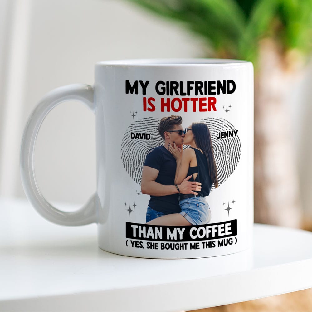 Personalized 'Hotter Than Coffee' Girlfriend Mug - Custom Gift for Couples