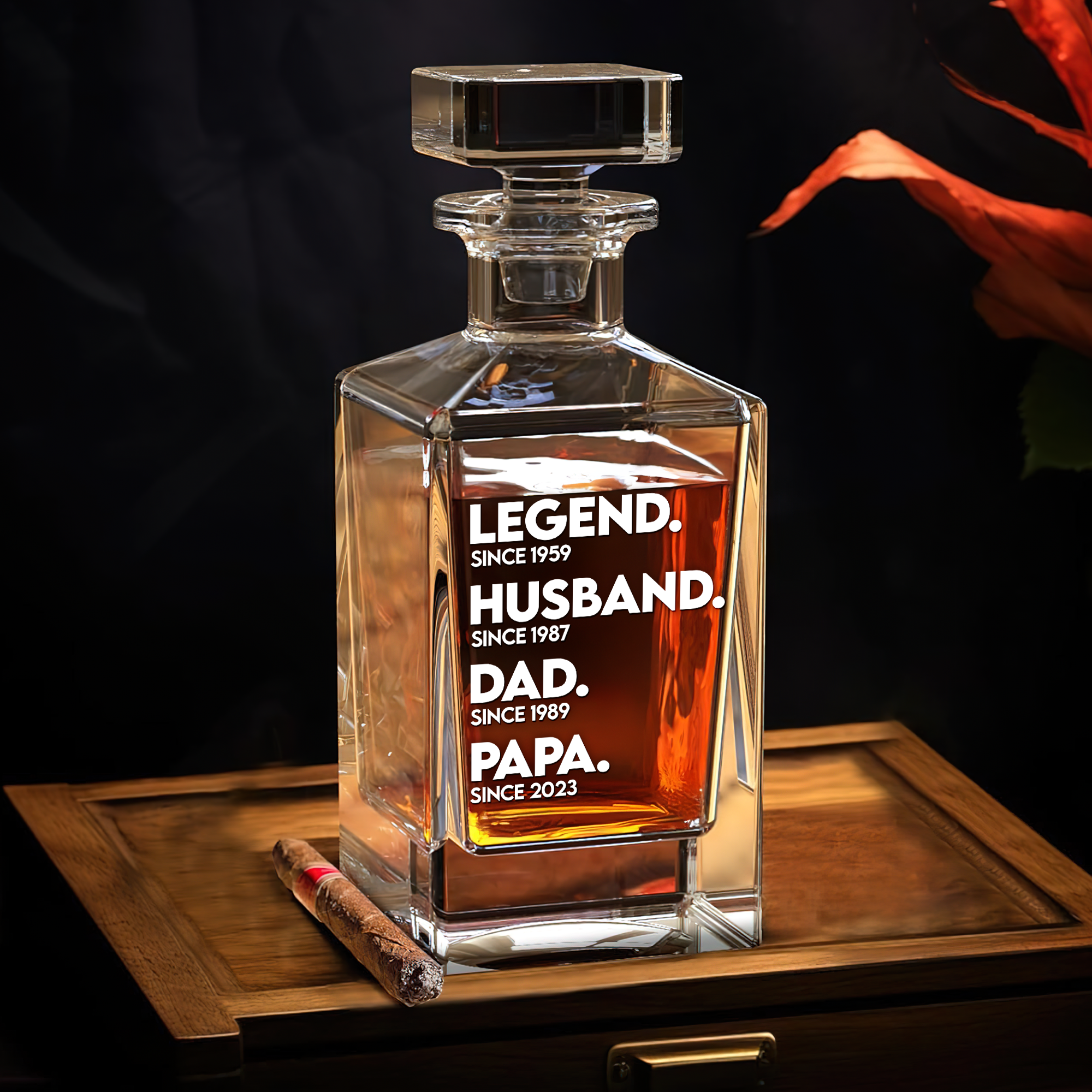 Celebrate Greatness - Personalized Dad Whiskey Decanter Set Whiskey Bottle PopCulturePrints