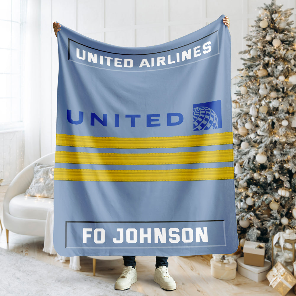 Custom Pilot Blanket with Rank & Airline Logo Blanket PopCulturePrints