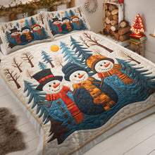 Load image into Gallery viewer, Festive Snowman Christmas Quilt Bed Set - Cozy Holiday Bedding | Valentine&#39;s Day Gifts Blanket PopCulturePrints
