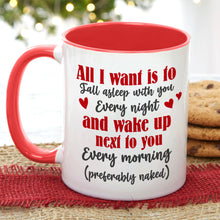 Load image into Gallery viewer, Personalized Couple&#39;s Christmas Mug - Romantic Sleep Quote
