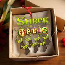 Load image into Gallery viewer, Personalized Family Christmas Ornament - Green Stocking Shrek Theme
