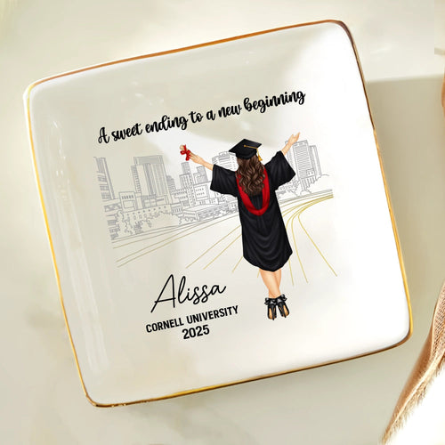 A Sweet Ending To A New Beginning - Personalized Ring Dish Ring Dish PopCulturePrints