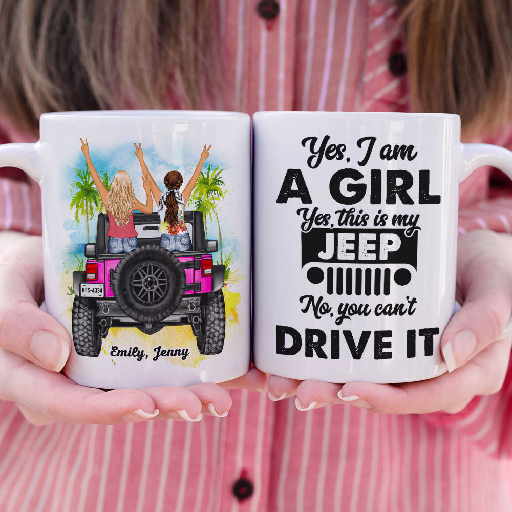 Personalized Girl and Jeep Coffee Mug