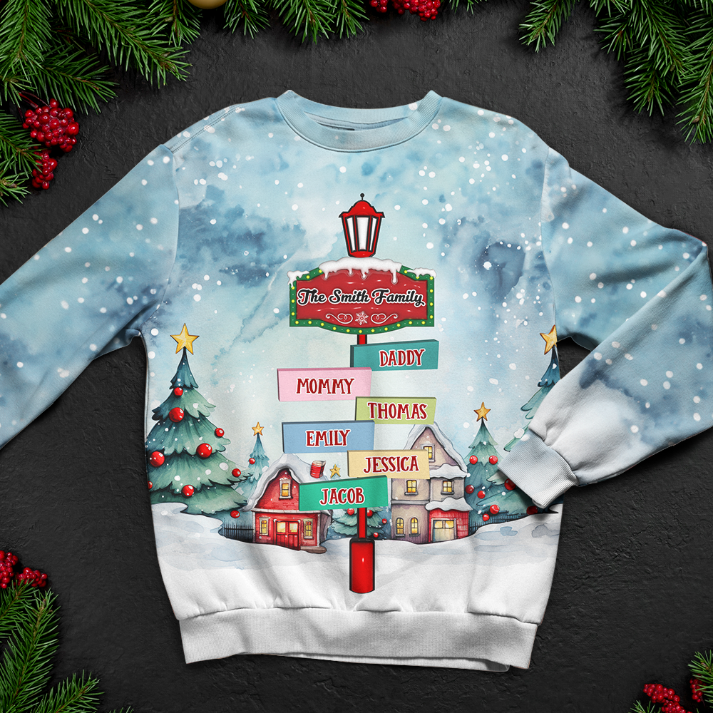 Custom Family Name 3D Sweatshirt - Holiday Edition