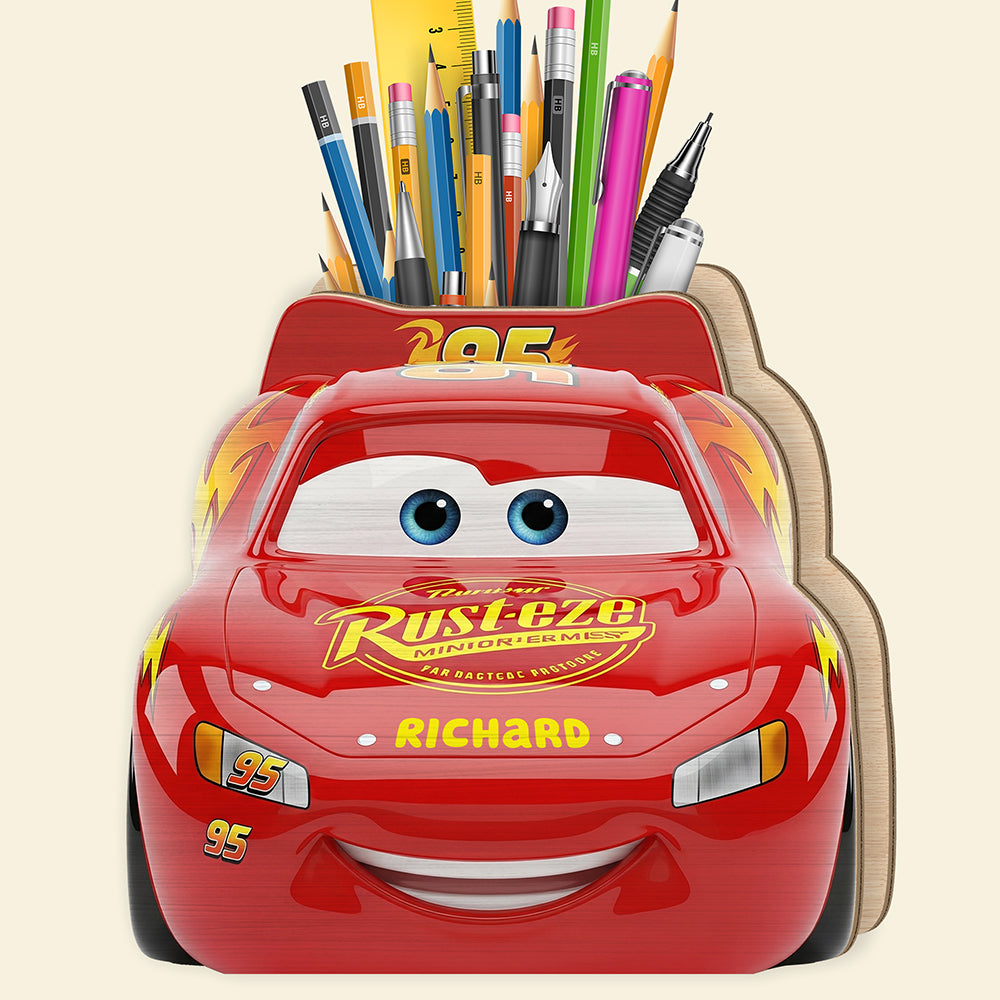Rev Up Your Desk - Personalized Wooden Pen Holder for Car Lovers Pen Holder PopCulturePrints