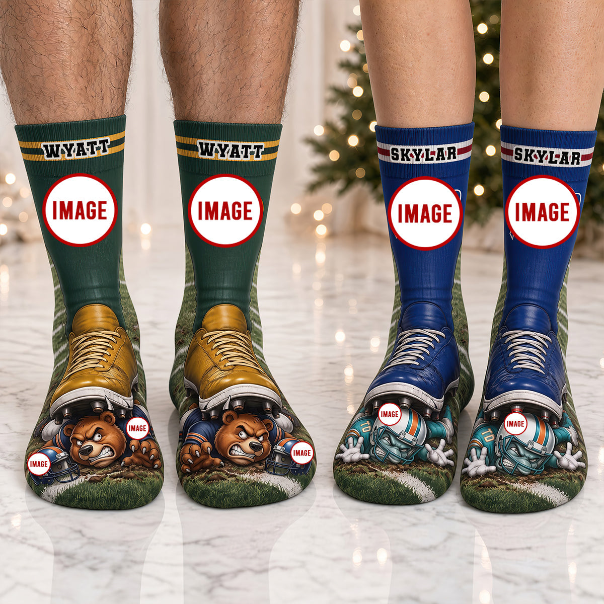 "Defeated Under My Feet" - Personalized Socks for Sport Lovers Socks PopCulturePrints