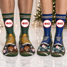 Load image into Gallery viewer, "Defeated Under My Feet" - Personalized Socks for Sport Lovers Socks PopCulturePrints
