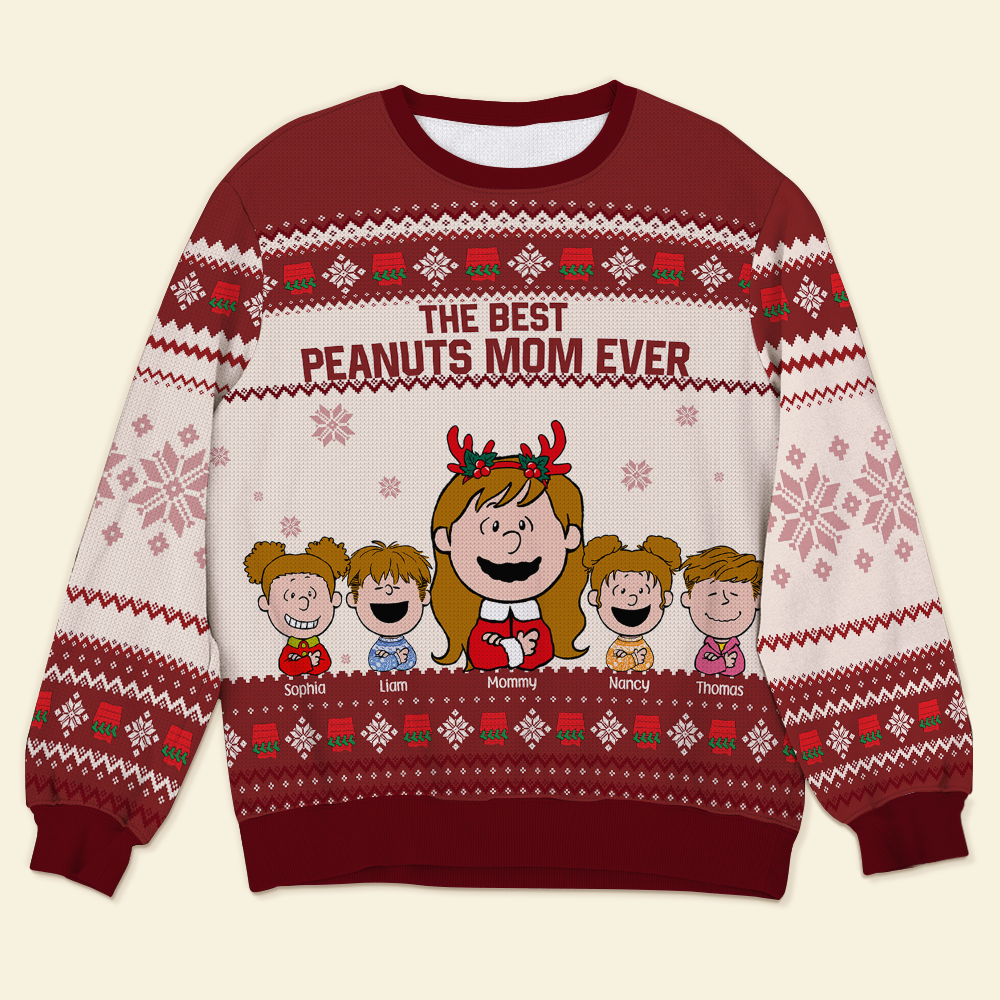 Customizable Peanuts Mom Christmas Sweater - Best Personalized Gift