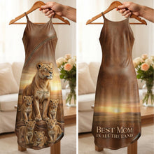 Load image into Gallery viewer, Best Mom In All The Land - Personalized Lion Mom Suspender Maxi Dress For Mother's Day Dress PopCulturePrints
