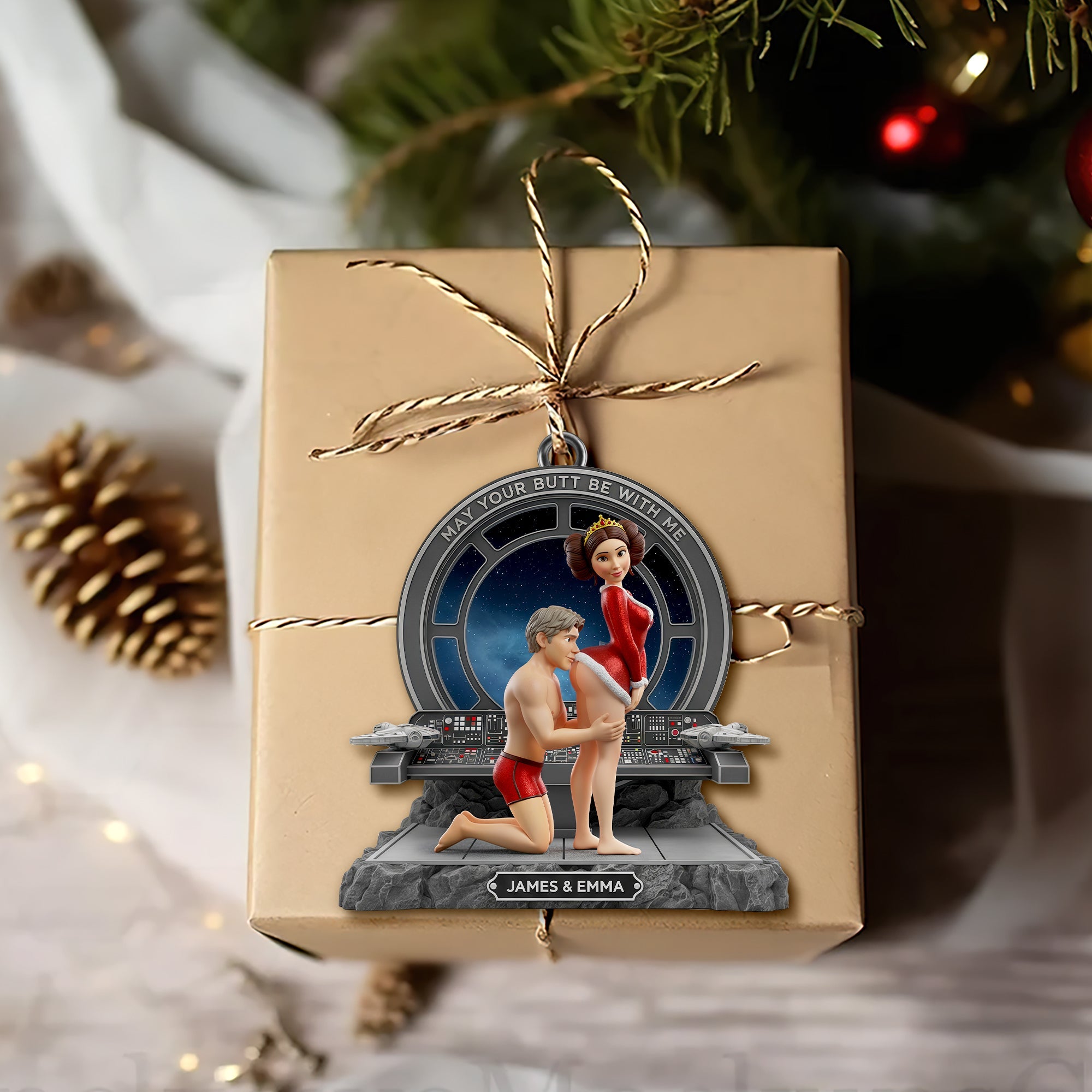 "May Your Butt Be With Me" - Naughty Couple Ornament - Personalized Gift for Couples Ornament PopCulturePrints