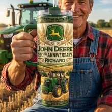 Load image into Gallery viewer, Celebrate Every Sip with Our Personalized Green Farm Tractor Tumbler - The Perfect Gift for Tractor Lovers!
