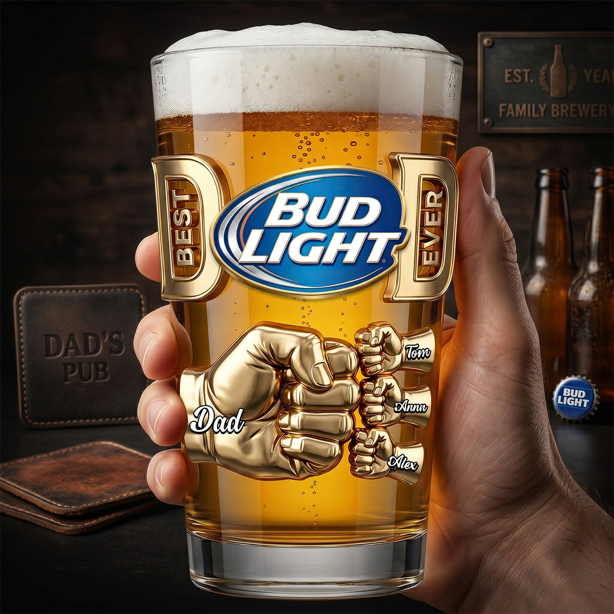 "Honoring the Man, the Myth, the Beer Dad" - Personalized Dad and Kids Tumbler Glass - Custom Gift for Dads, Grandpas and Beer Lovers Beer Glasses PopCulturePrints