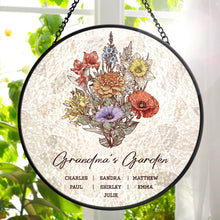 Load image into Gallery viewer, “Brighten Her Day with Grandma&#39;s Garden” - Personalized Stained Glass Window Hanging Suncatcher - Gift for Grandma, Mom, and Loved Ones Suncatcher Ornament PopCulturePrints
