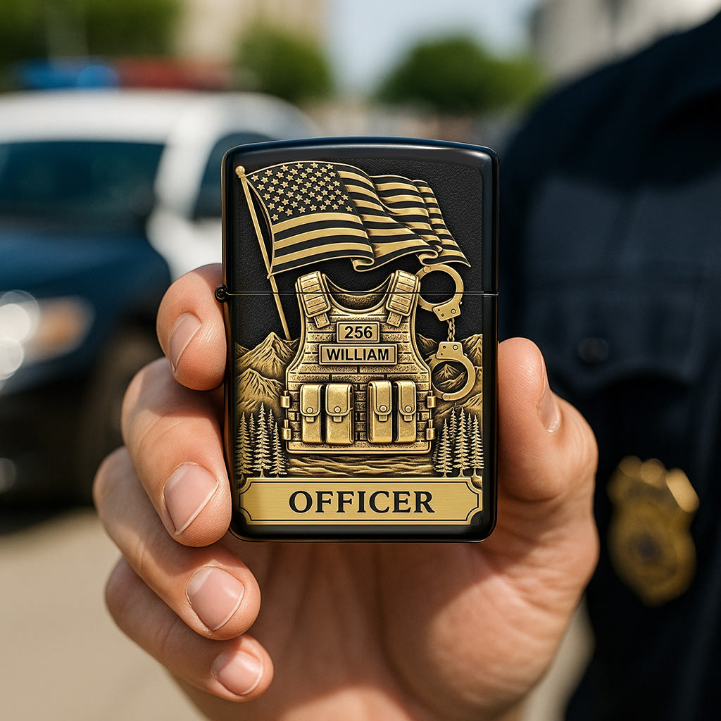"A Badge of Honor – Personalized Police Lighter - Gift for Officers, Law Enforcement & First Responders" Lighter PopCulturePrints