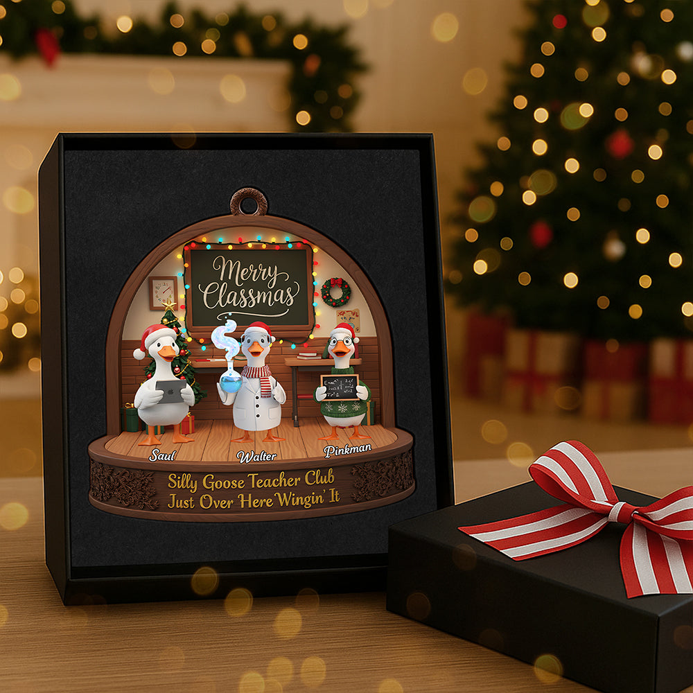 “Merry Classmas from Your Silly Goose Teacher Club!” - Personalized Coworker Acrylic Christmas Ornament - Perfect Gift for Teachers, Coworkers, Friends Ornament PopCulturePrints