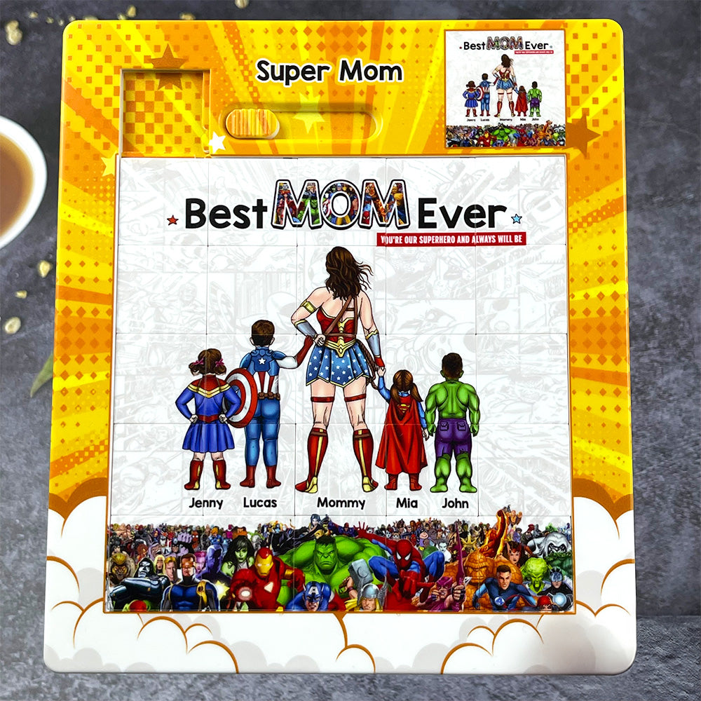 "You're Our Superhero - Best Mom Ever" - Personalized Sliding Puzzle - Gift for Mom, Grandma, and More Sliding Puzzle PopCulturePrints