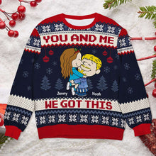 Load image into Gallery viewer, Personalized Christmas Ugly Sweater for Couples - &#39;You and Me, We Got This&#39;
