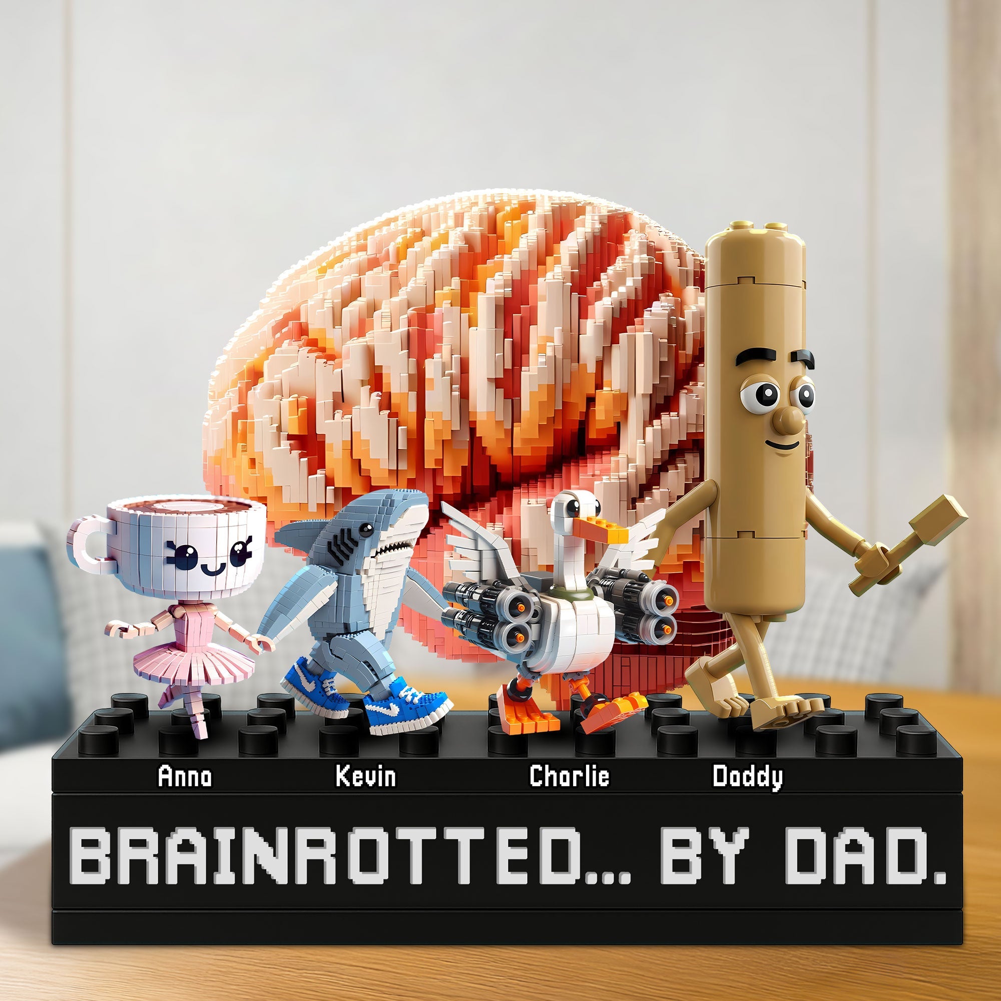 “Brainrotted… By Dad” - Whimsical Personalized Plaque - Custom Gift for Dad, Grandpa, or Any Father Figure Shaped Plaques PopCulturePrints