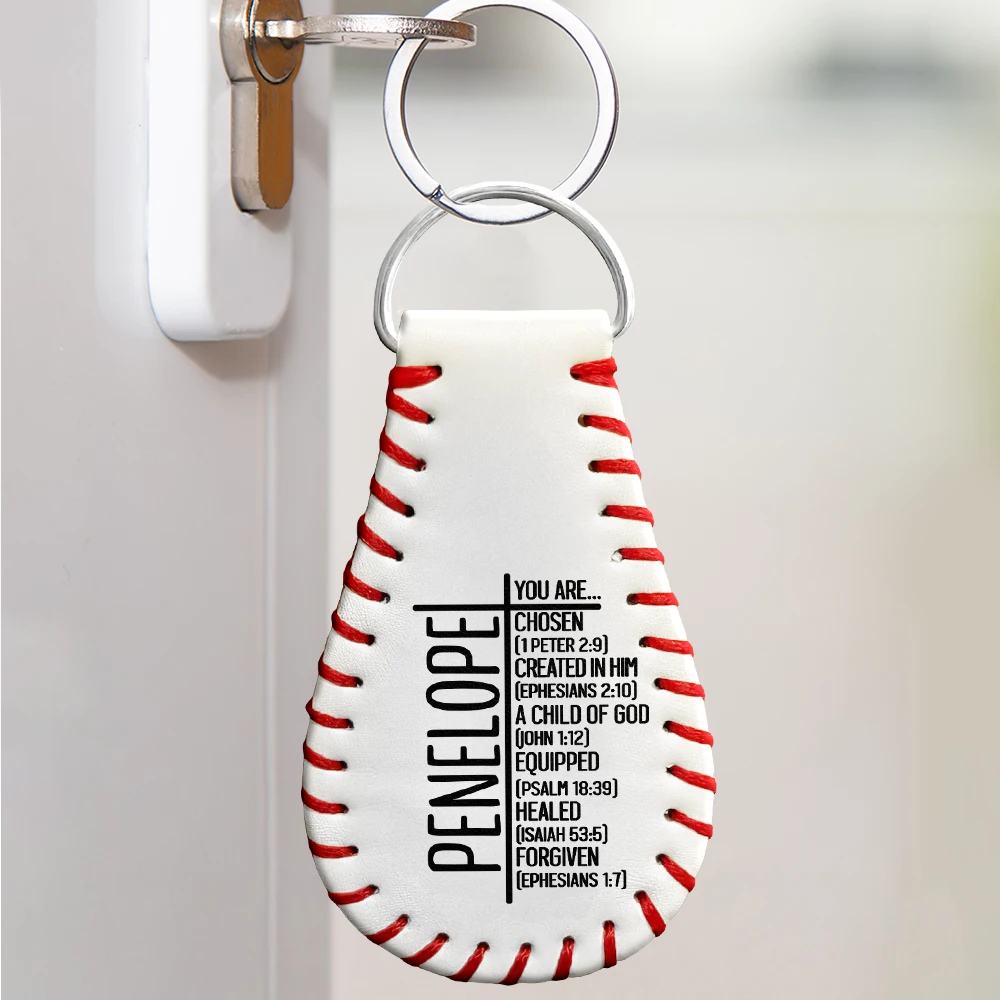 You Are Chosen - Personalized Leather Baseball Keychain Leather Baseball Keychain PopCulturePrints
