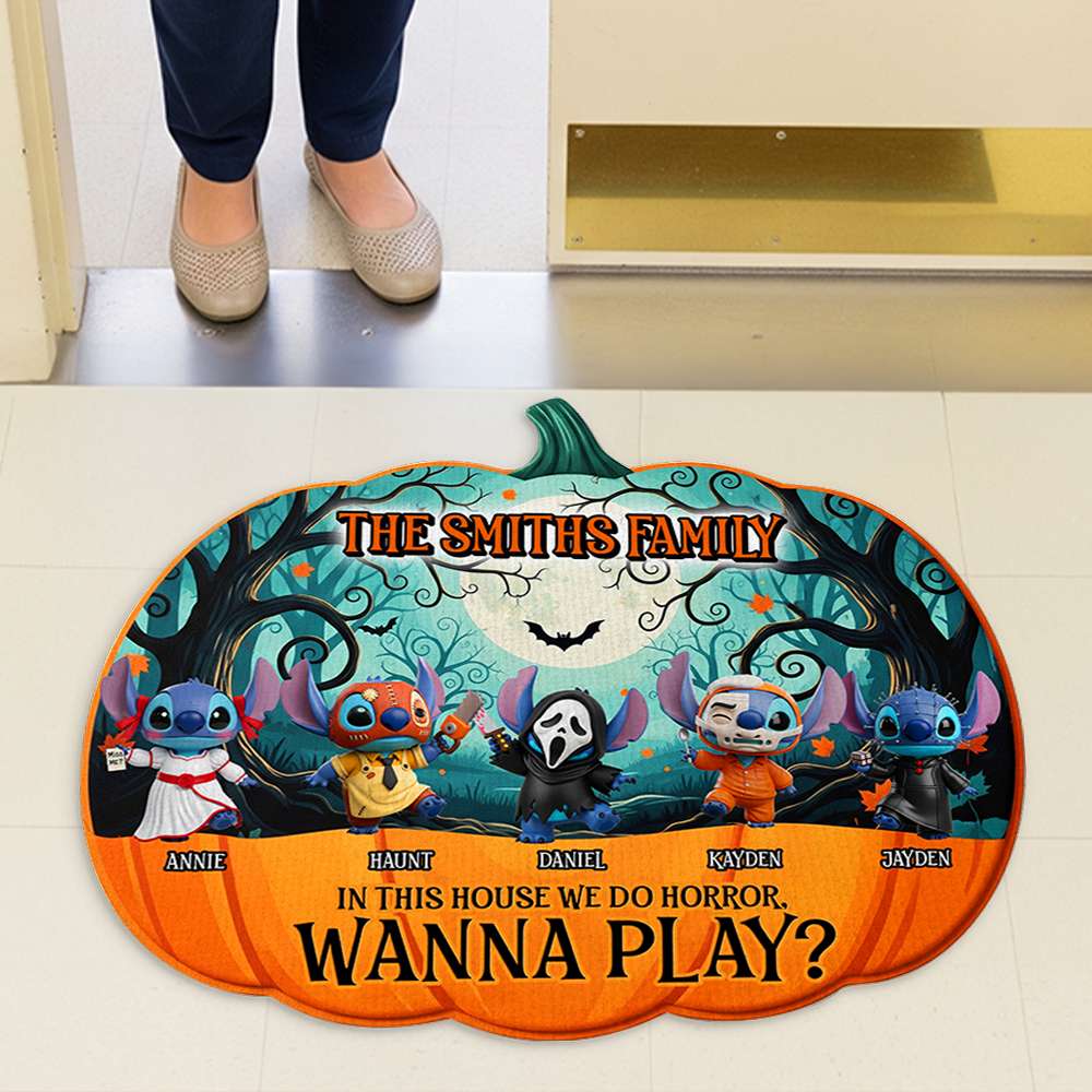 Cute Pumpkin Family Doormat - Personalized Decor for Halloween Lovers Doormat PopCulturePrints