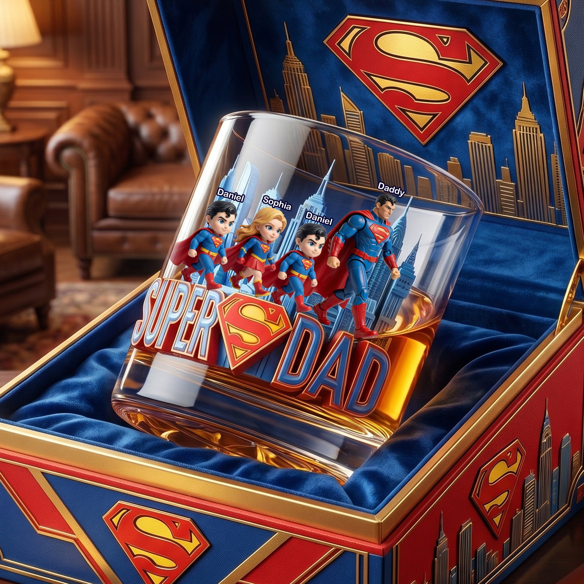 "Super Dad, The Ultimate Hero!" - Personalized Drinking Glass for Dads and Grandpas Glass PopCulturePrints