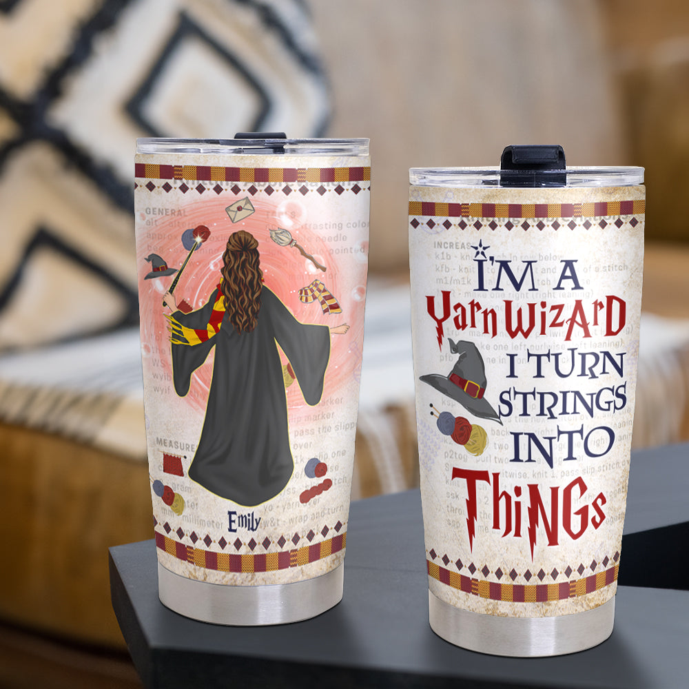 Yarn Wizard Personalized Tumbler - Magic Knitting Enthusiast Gift