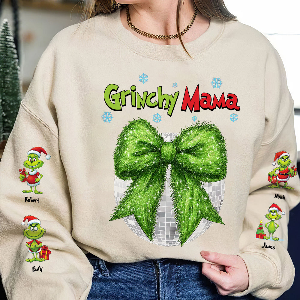 Grinchy Mama Personalized Christmas Sweatshirt AOP Products PopCulturePrints